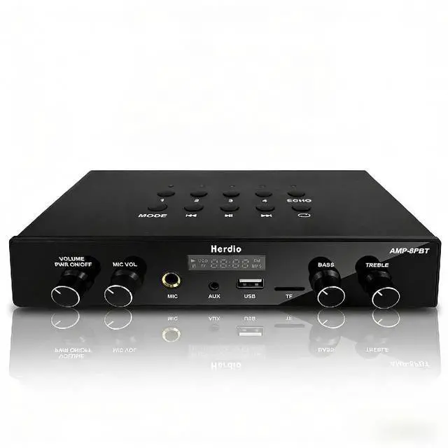 Main image of Bluetooth 5.4 Stereo Audio Amplifier Receiver - 60W Peak Power x 8 Channel with USB/TF/AUX/MIC Inputs, Bass/Treble Control, 4 Zone Independent Power Control for Multi-Room Home Audio System