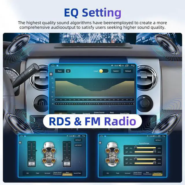 Alt view image 6 of 6 - 8Core Car Radio for Ford F150 2009-2014: 9 Inch HD Touchscreen Stereo with Wireless Carplay Android Auto 5G WiFi GPS Bluetooth FM 15EQ DSP SWC 1080P Backup Camera (Only fit Manual AC)