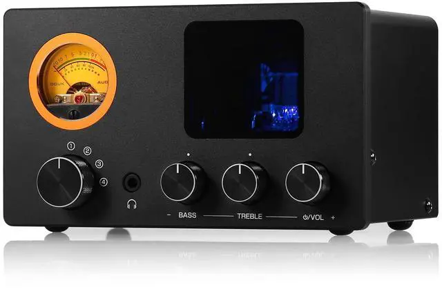 Main image of Douk Audio Vacuum Tube Preamp: Headphone Amp with VU Meter, 4-Way RCA Selector Switch Box, Preamplifier with Tone Control for Receivers, Amplifiers, Speakers, 16-600 Headphones (TUBE-T5C)