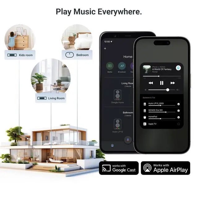 Alt view image 2 of 6 - LP10 Wireless Music Streamer for Home Audio, AirPlay 2, Google Cast, Spotify Connect, Tidal Connect & Apple Home, WiFi and Bluetooth Audio Preamplifier for Amplifiers and Speakers