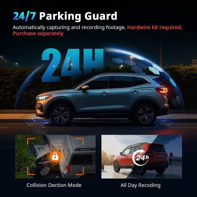 Alt view image 3 of 6 - Dash Cams Front and Rear, 4K+2K Dual Dash Camera for Cars w 64GB Card, 5G Wi-Fi & App, G-Sensor, 3.2 Screen, 24H Parking Mode, 170°Wide Angle, Night Vision