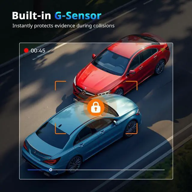 Alt view image 4 of 6 - Dash Cams Front and Rear, 4K+2K Dual Dash Camera for Cars w 64GB Card, 5G Wi-Fi & App, G-Sensor, 3.2 Screen, 24H Parking Mode, 170°Wide Angle, Night Vision