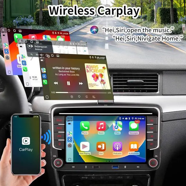Alt view image 3 of 6 - autoradio for VW Volkswagen Jetta Golf Passat Tiguan Seat Touran Skoda Wireless CarPlay Car Stereo,7 Android Auto IPS,16EQ DSP,Bluetooth5.0,FM,Backup Camera for Jetta Radio