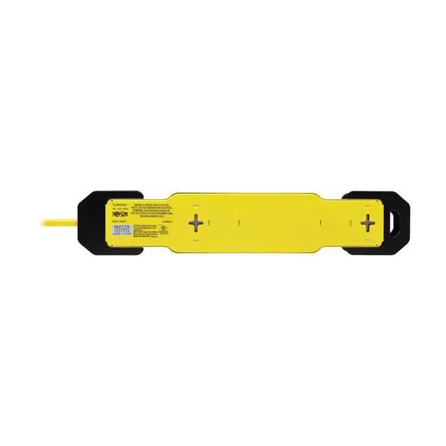 Alt view image 6 of 6 - Eaton TLM609GF Heavy Duty Power Strip with GFCI Plug, Yellow Metal Housing, 6 Outlets, 9 Foot / 2.7 Meter Cord, Keyhole Mounting Slots, Industrial Garage Work Shop Bench