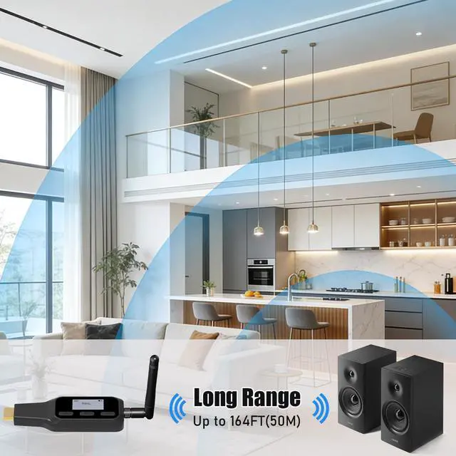 Alt view image 4 of 6 - HDMI ARC to Bluetooth Transmitter, TV Audio Adapter for Wireless Headphones & Speakers, HDMI ARC Audio Extractor Support Simultaneous Dual Device Pairing, CEC Volume Control, Display Screen