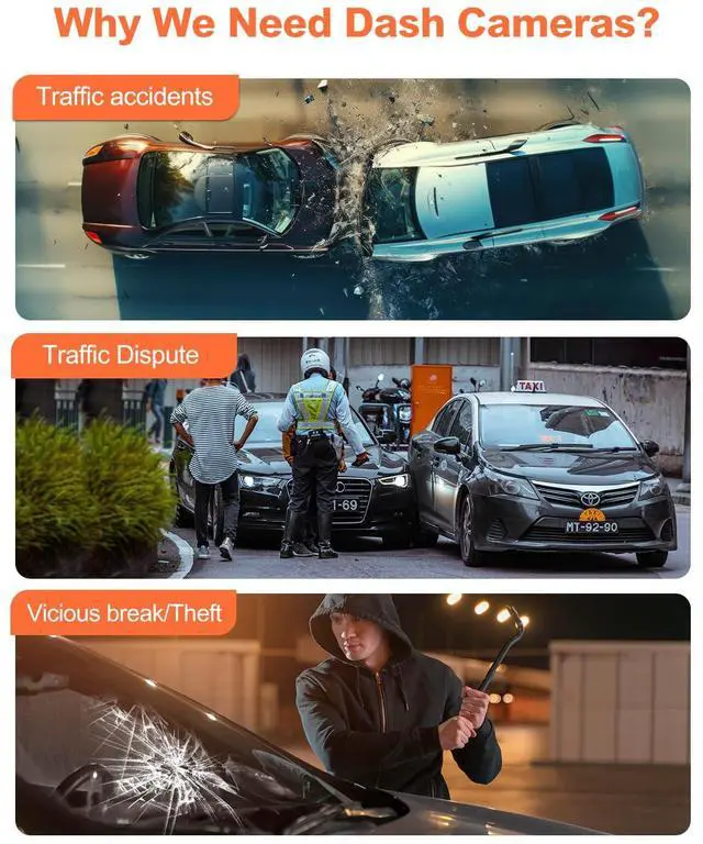 Alt view image 2 of 6 - 4K Dash Cam, Built-in WiFi GPS, Touch Screen Car Camera, 24Hr Parking Monitor, Loop Recording, Dash Camera for Cars with App Control, HDR, G-Sensor Support 256GB Max