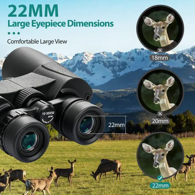 Alt view image 5 of 6 - 10-30x50 Zoom Binoculars for Adults High Power, Low Light Night Vision, BAK4 Prism with FMC Lens, Waterpoof, HD Professional Binoculars for for Bird Watching Hunting Travel Concerts & Sports