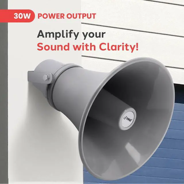 Alt view image 2 of 6 - Indoor Outdoor PA Horn Speaker-11 Inch 30-Watt Power Compact Loud Sound Megaphone w/400Hz-5KHz Frequency,8 Ohm,70V Transformer,Mounting Bracket,For 70V Audio System- PHSP121T