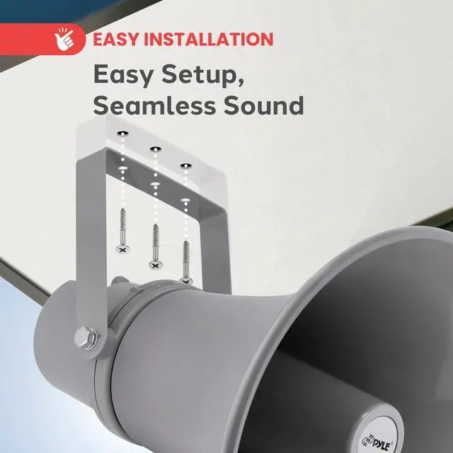 Alt view image 4 of 6 - Indoor Outdoor PA Horn Speaker-11 Inch 30-Watt Power Compact Loud Sound Megaphone w/400Hz-5KHz Frequency,8 Ohm,70V Transformer,Mounting Bracket,For 70V Audio System- PHSP121T