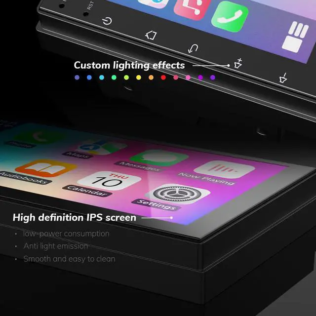 Alt view image 2 of 6 - 7 Inch Double Din Car Stereo with Wireless Apple CarPlay & Android Auto, Touchscreen Android Radio, Bluetooth Car Audio Receiver (No reversing Camera)