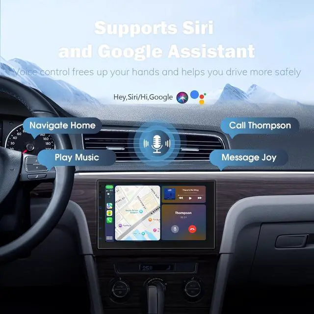 Alt view image 4 of 6 - 7 Inch Double Din Car Stereo with Wireless Apple CarPlay & Android Auto, Touchscreen Android Radio, Bluetooth Car Audio Receiver (No reversing Camera)