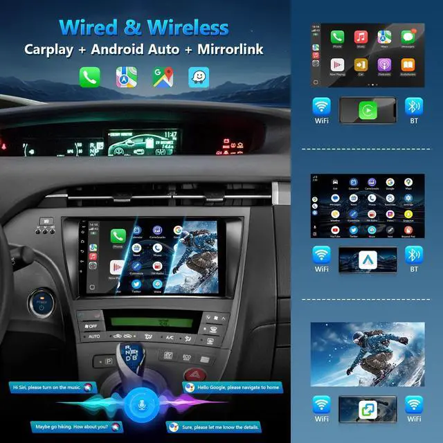 Alt view image 4 of 6 - Android 13 Car Radio for Toyota Prius 2010 2011 2012 2013 2014 2015 | Car Play for Toyota Prius Stereo Support CarPlay/Android Auto,9" GPS WiFi Bluetooth,Backup Camera,SWC,FM,RDS,DSP (Fit J.B.L)