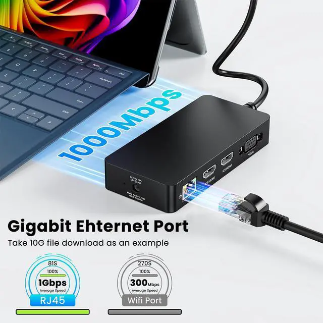 Alt view image 6 of 6 - Surface Thunderbolt 4 Dock Triple Displays 4K HDMI*2+VGA, 12 in 1 Surface Pro Docking Station with 100W Power Adapter for MS Surface Pro 12/11/10/9/8/X/7+/7,Laptop 7/6/5/4/3,Laptop Go,Studio