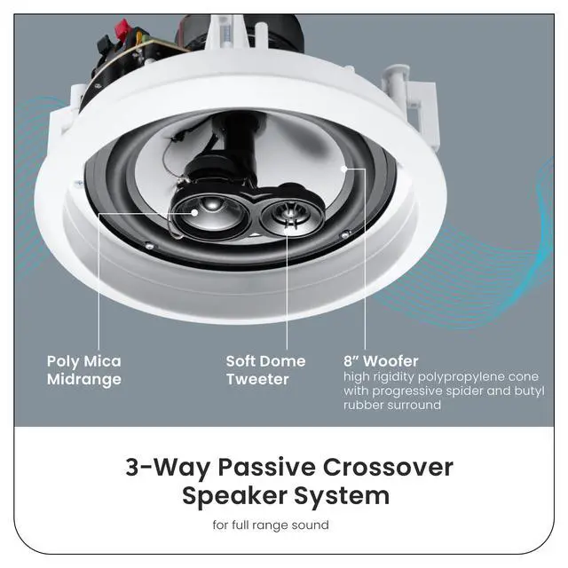 Alt view image 3 of 6 - Acoustic Audio CSic83 in Ceiling 8" Speaker Pair 3 Way Home Theater Speakers