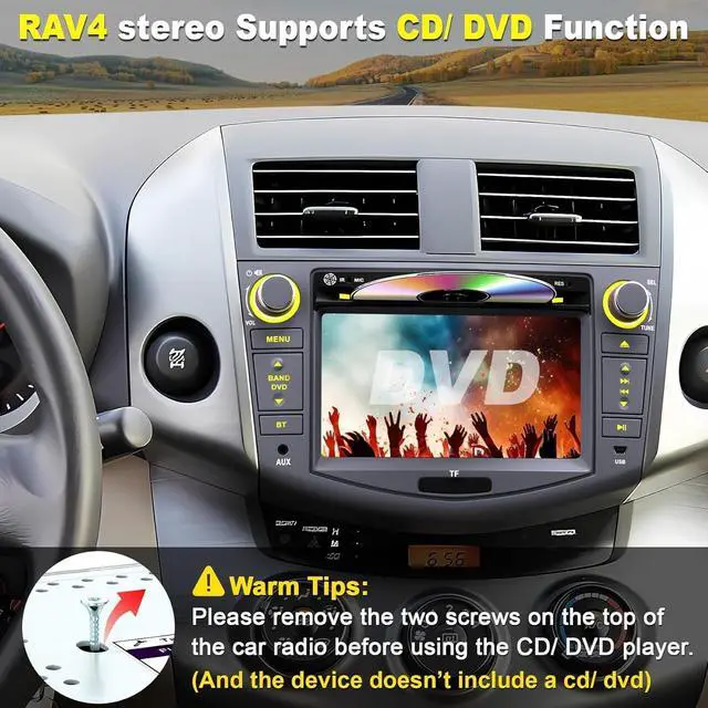 Alt view image 3 of 6 - Car Radio for Toyota RAV4 2007 2008 2009 2010 2011 2012, 7-inch Touch Screen Stereo Support CD/DVD,CarPlay&Android Auto, Bluetooth5.2&Voice Control, Backup Camera& SWC,AM/FM Car Radio Receiver