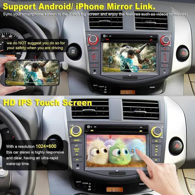 Alt view image 6 of 6 - Car Radio for Toyota RAV4 2007 2008 2009 2010 2011 2012, 7-inch Touch Screen Stereo Support CD/DVD,CarPlay&Android Auto, Bluetooth5.2&Voice Control, Backup Camera& SWC,AM/FM Car Radio Receiver