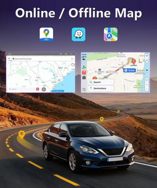Alt view image 5 of 6 - 4G+64G Car Radio for Nissan Sentra 2013 to 2019 Stereo with Wireless Apple Carplay Android Auto 10.1" IPS Touch Screen for Sentra Head Unit GPS 5G WiFi Mirrorlink FM RDS DSP Split-Screen SWC MIC