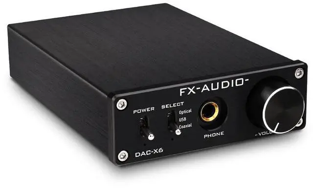 Main image of FX-Audio DAC-X6 Headphone amp Mini HiFi 2.0 Digital Audio Decoder DAC Input USB/Coaxial/Optical Output RCA/Headphone Amplifier 24Bit/96KHz DC12V (Black)