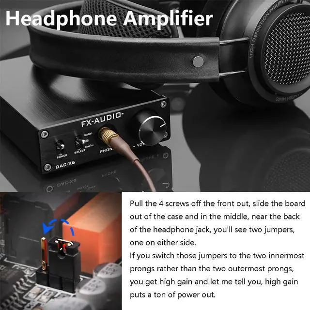 Alt view image 6 of 6 - FX-Audio DAC-X6 Headphone amp Mini HiFi 2.0 Digital Audio Decoder DAC Input USB/Coaxial/Optical Output RCA/Headphone Amplifier 24Bit/96KHz DC12V (Black)