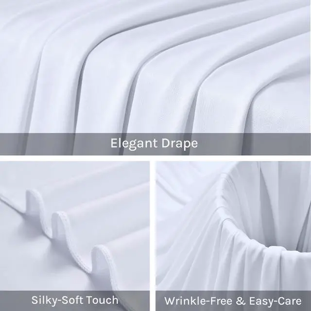 Alt view image 6 of 6 - 20x20ft White Ceiling Drapes for Wedding, 4 Panels 5×20ft Wrinkle-Free Silky Draping Fabric Ceiling Curtains for Tent Canopy Church Event Reception Stage Backdrop