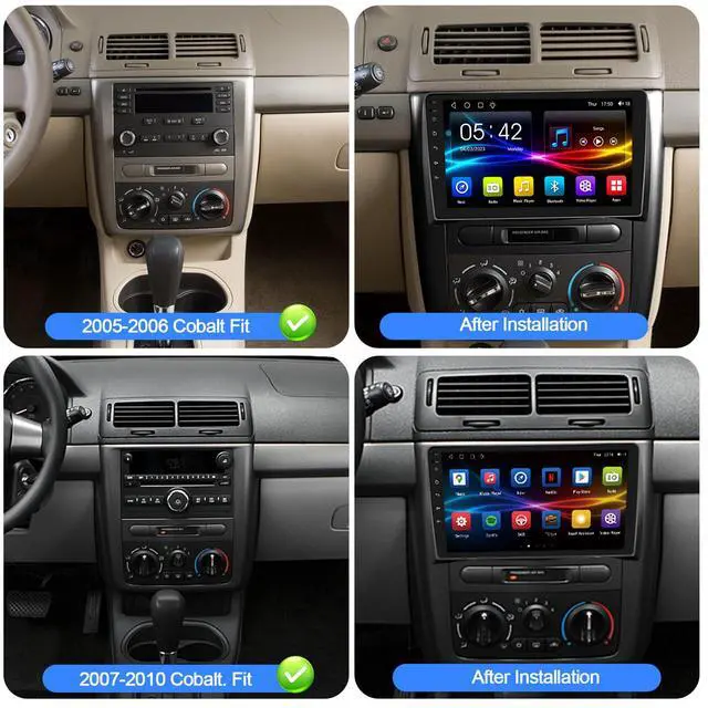 Alt view image 3 of 6 - 4+64G Car Radio for Chevrolet Cobalt 9 inch Touch Screen 2005 2006 2007 2008 2009 2010 Stereo,Wireless Carplay/WiFi/Bluetooth/EQ Audio/Andriod Auto/AM/FM/Navigation/AHD Camera