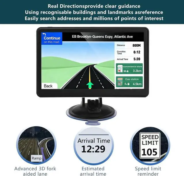 Alt view image 3 of 6 - Car GPS Navigation, 7 inch Touch Screen with 2026 Map, Voice Turn Direction Guidance, Support Speed and Red Light Warning, Pre-Installed North America Map Free Update