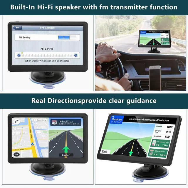 Alt view image 4 of 6 - Car GPS Navigation, 7 inch Touch Screen with 2026 Map, Voice Turn Direction Guidance, Support Speed and Red Light Warning, Pre-Installed North America Map Free Update