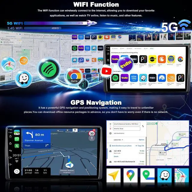 Alt view image 4 of 6 - 64G Android 13 Upgrade Car Radio for Ford F150 F-150 1999-2003, Expedition 1999-2002 Car Stereo, 9inch Touch Screen Apple CarPlay Android Auto GPS Bluetooth FM Backup Camera 5GWiFi