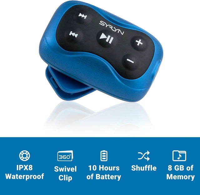 Alt view image 2 of 4 - 100% Waterproof SYRYN Flip Bundle for Swimming with Music | Enjoy Up to 2,000 Songs or 138 Hours of Audio | Drag and Drop MP3, AAC, M4a, FLAC Using PC or Mac | No Apple Music, No Spotify