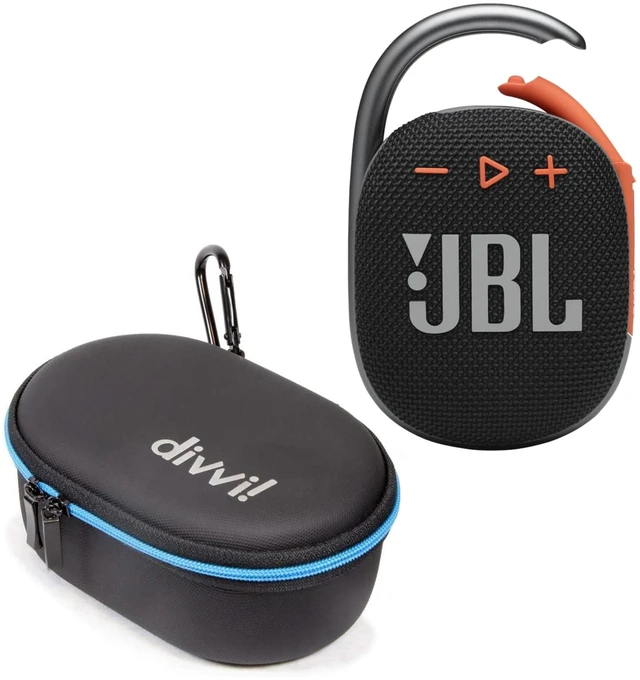Main image of Clip 4 Portable Bluetooth Speaker (Black/Orange) + Bundle with divvi! Protective Hardshell Case (Black)