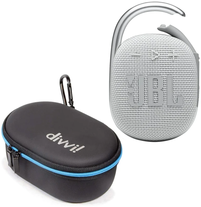 Main image of Clip 4 Portable Bluetooth Speaker (White) + Bundle with divvi! Protective Hardshell Case (Black)