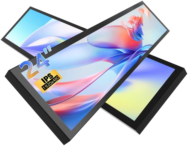 Main image of 24" Ultra-Wide Stretched Bar LCD Monitor FHD1920x380 Industrial Computer Monitor Built-in Dual Speaker, Advertising Display for Subway Mall Restaurant Signage,PC Case Display Dual HDMI & DP Port, VESA