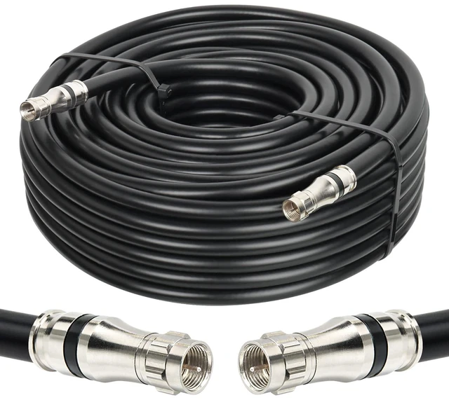 Main image of RG11 Coaxial Cable 100ft,Low Loss 14AWG RG11 Coax Cable 75ohm with F Type Connector High Definition for CATV,Satellite Dish,VHF/UHF,Radio,TV Antennas