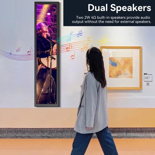 Alt view image 4 of 4 - 24" Ultra-Wide Stretched Bar LCD Monitor FHD1920x380 Industrial Computer Monitor Built-in Dual Speaker, Advertising Display for Subway Mall Restaurant Signage,PC Case Display Dual HDMI & DP Port, VESA