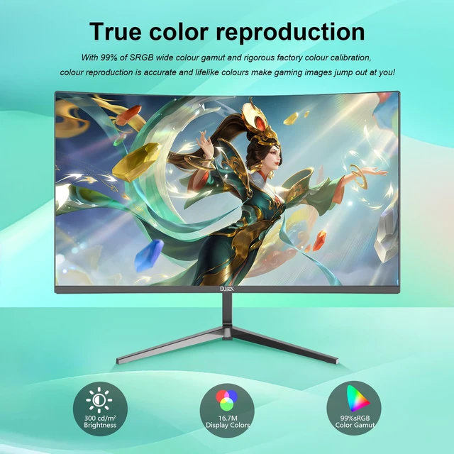 Alt view image 2 of 4 - 24 inch Curved Monitor FHD 1920x1080p 100Hz Refresh Rate 16:9 Aspect Ratio Ergonomic Tilt Home Office Gaming Monitor Sync Visual Experience for Work & Play Support Wall Mount Install