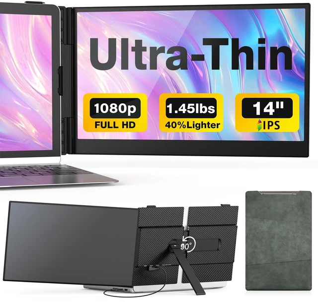 Main image of Laptop Screen Extender, 14-Inch Ultra-Thin & Lightweight, 1080P FHD Portable Travel Monitor, Plug & Play, Laptop Extended Monitor Portable for 13-17 Inch Laptops, Compatible with Win/Mac/Chrome/Linux