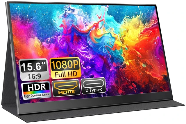 Main image of 15.6 Inch Portable Monitor 1080P 60Hz FHD IPS Display with Case USB-C & HDMI, Ultra-Slim Travel & Gaming Monitor for Laptop MacBook Phone Xbox PS4/5 Switch