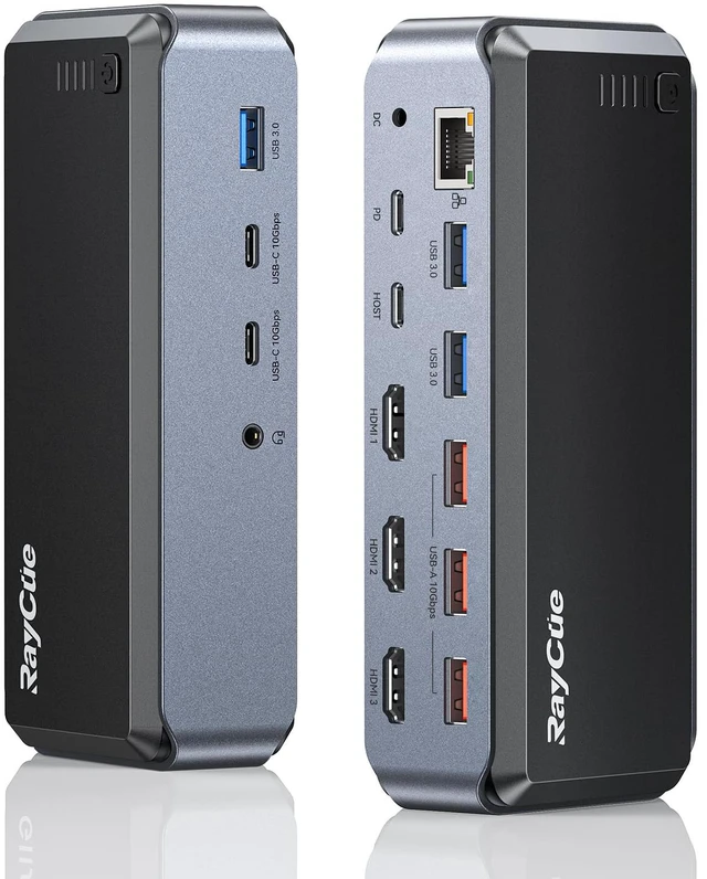 Main image of Triple Monitor USB C Docking Station - MacBook Pro Docking Station with Power Adapter for MacBook M1/M2/M3/Windows, HDMI*3, RJ45, 10Gbps USB*5, PD, USB 3.0 * 2