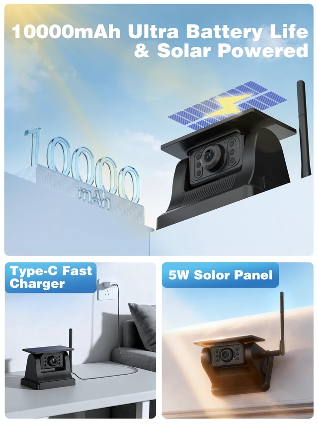 Alt view image 4 of 4 - Magnetic Solar Wireless Backup Camera with 28hrs Rechargeable Battery, IR Night Vision & IP69, Suitable for Trucks, RV, Small Trailer & Pickup, 5'' HD 1080P Video Monitor, Reserve Guideline
