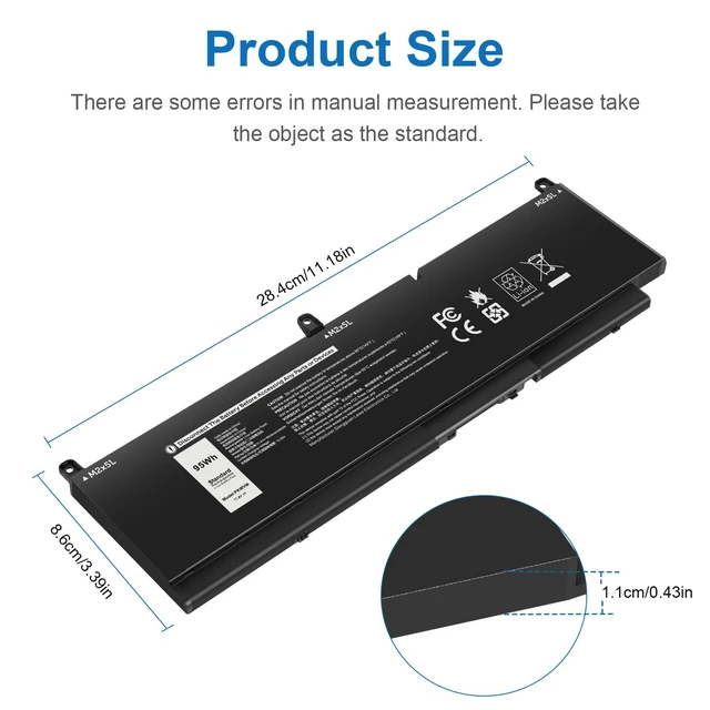 Alt view image 2 of 4 - PKWVM Laptop Battery Compatible with Dell Precision 7550 7750 7560 7760 Series Workstation Notebook C903V CR72X 0CR72X 17C06 068N03 447VR 0447VR P44E P93F P44E001 P44E002 P93F001 P93F002 453-BBCQ