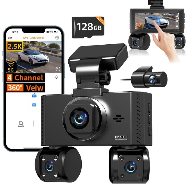 Main image of 4 Channel Dash Cam Front and Rear Inside Left Right Car Dash Camera 360 View, 2.5K QHD Car Camera Supper Night Vision, 5G WiFi 3.16 IPS Touch Screen, G-Sensor,24H Parking Mode Free128G Card 256G Max