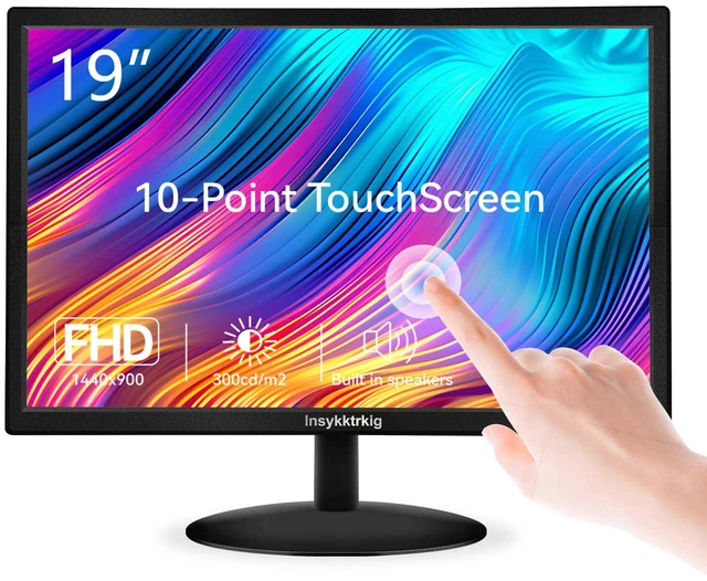 Main image of Touchscreen Monitor 19" FHD 1440x900 Multi-Touch Screen HDMI VGA Type-B Dual Speakers,60Hz,VESA,Wide Viewing Angle 170°,Brightness 300cd/m²,Tilt Adjust,PC Office Desktop Business Computer Display