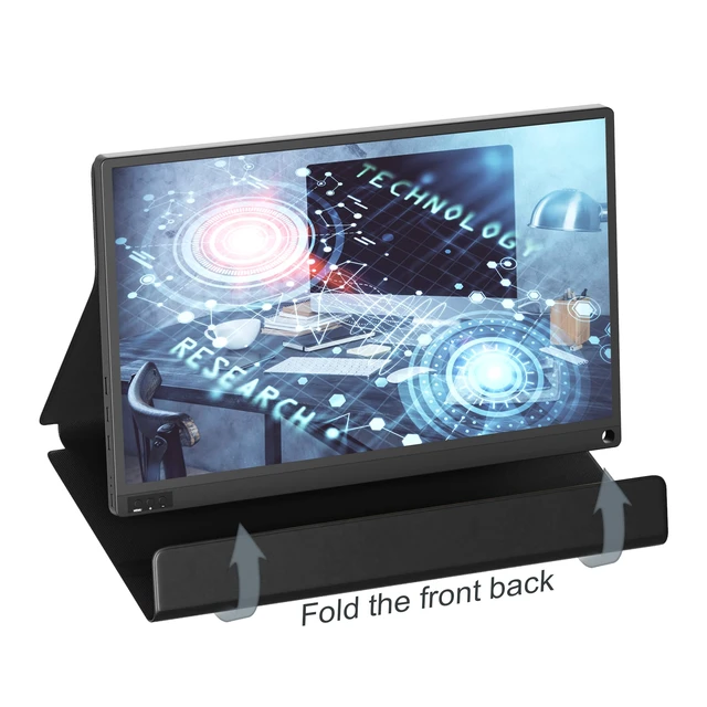 Alt view image 2 of 4 - Portable Monitor for Laptop 16.1 Inch Full HD 1080P Dual Computer Monitor USB C HDMI with Speakers, Flat Travel Monitor for MacBook Pro PS4 PS5 PC, Smart Cover&Screen Protector Included