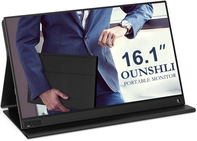 Main image of Portable Monitor for Laptop 16.1 Inch Full HD 1080P Dual Computer Monitor USB C HDMI with Speakers, Flat Travel Monitor for MacBook Pro PS4 PS5 PC, Smart Cover&Screen Protector Included