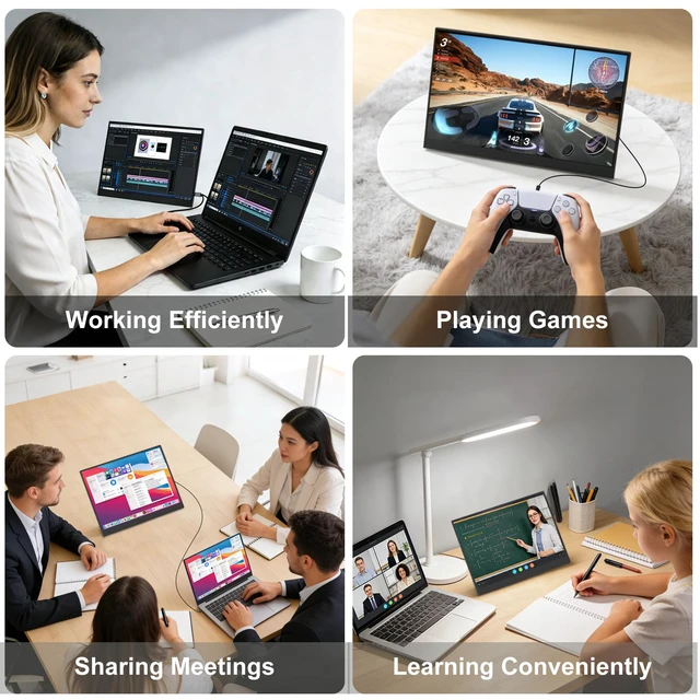 Alt view image 2 of 4 - 14 Inch 2.2K Portable Monitor, 16:10 QHD,100% sRGB HDR IPS Screen, Ultra-Slim External Second Monitor for Laptop, Phone, PS5, Xbox, Switch, PC(14.1")