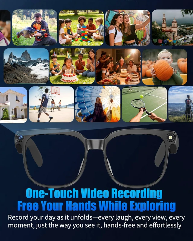 Alt view image 3 of 4 - 800W Ai Smart Glasses with Camera 1080P HD Video Recording, AI Translator for 160 Languages, GPT Object Recognition, Bluetooth Audio, Photochromic Lenses, 290mAh Long Battery for Travel Sports