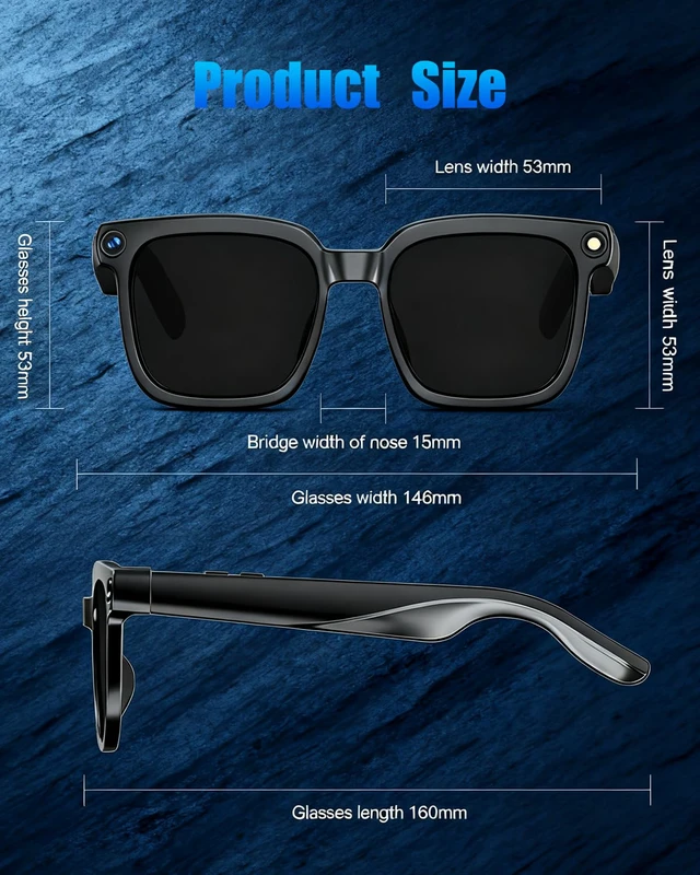 Alt view image 2 of 4 - 800W Ai Smart Glasses with Camera 1080P HD Video Recording, AI Translator for 160 Languages, GPT Object Recognition, Bluetooth Audio, Photochromic Lenses, 290mAh Long Battery for Travel Sports