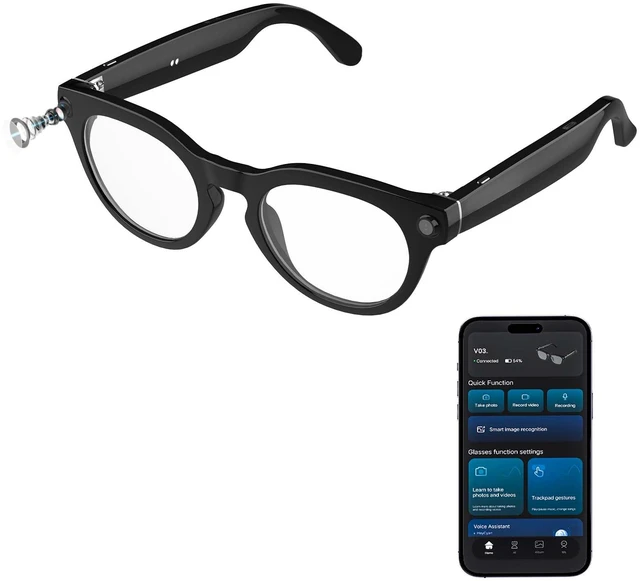 Main image of AI Smart Glasses with 8MP Camera, Continuous 12-Min 1200P Video Recording, Real-Time Translation & Voice Assistant, Open-Ear Bluetooth Audio for Vlogging, Travel & Meetings