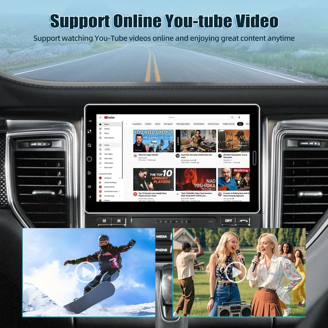 Alt view image 3 of 4 - 10.1 inch Single Din Car Stereo with Wireless Carplay 10 inch Touchscreen Radio Support FM Radio/YouTube Video/Car Play/Android Auto/Bluetooth/SWC + Backup Camera + Mic