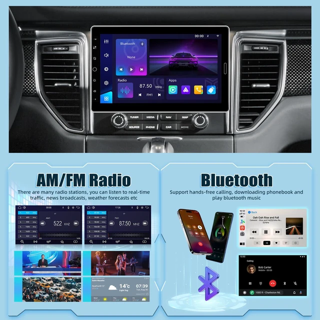 Alt view image 4 of 4 - 10.1 inch Single Din Car Stereo with Wireless Carplay 10 inch Touchscreen Radio Support FM Radio/YouTube Video/Car Play/Android Auto/Bluetooth/SWC + Backup Camera + Mic
